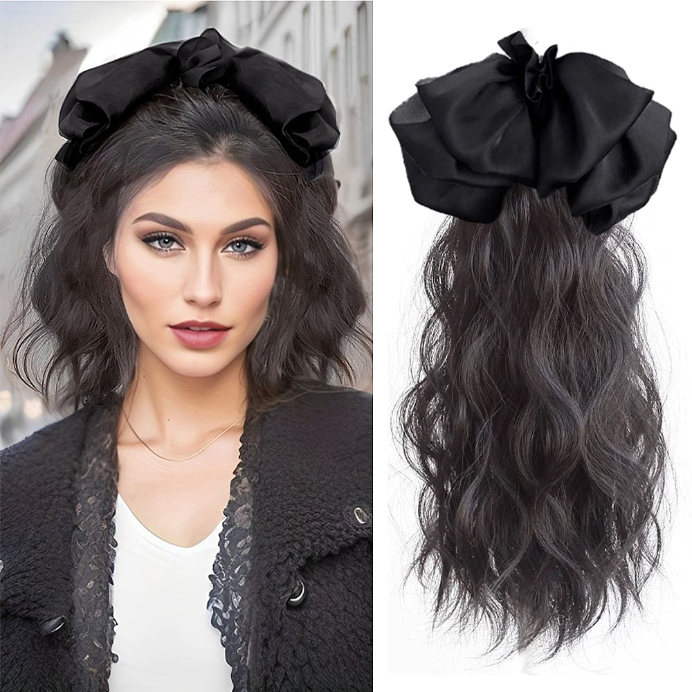 12inch Claw Clip Ponytail Hair Extensions Curly hair Natural bow Tail False Hair