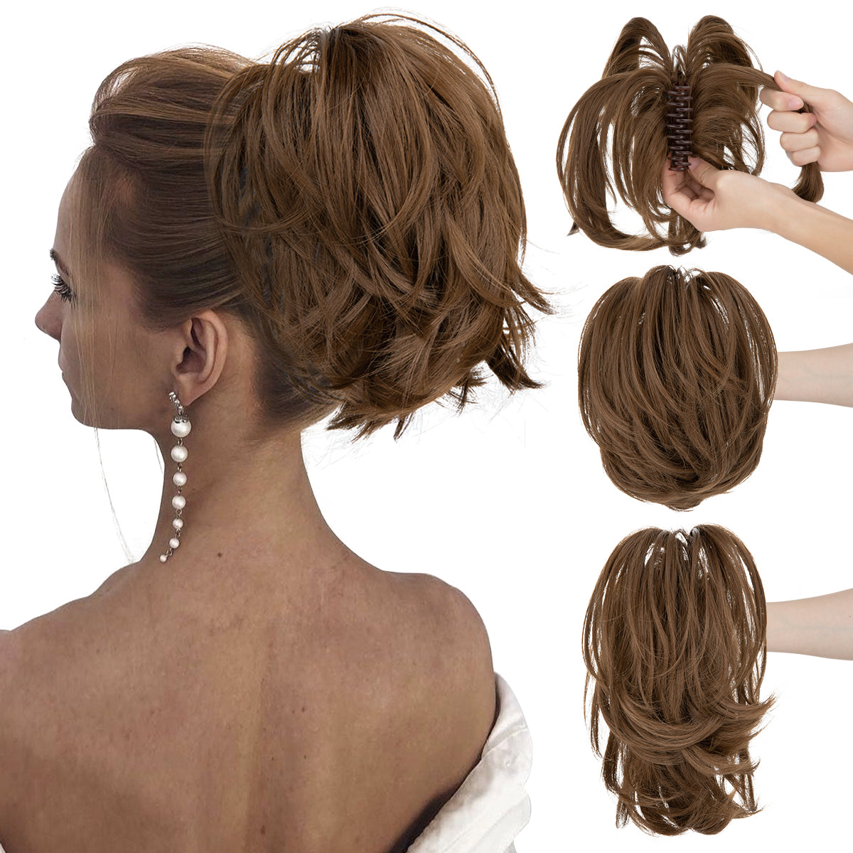 Synthetic Claw Clip In Ponytail Hair Extensions Diy Hairpiece Hair Bun