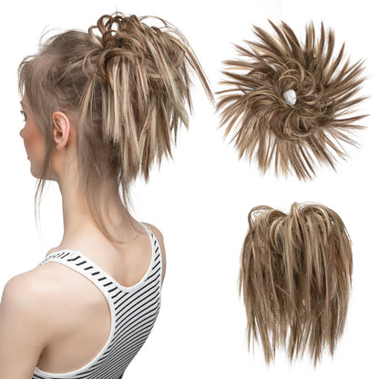 Messy ponytail extends hair without clip