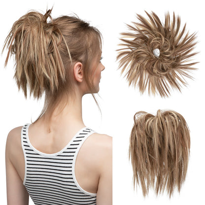 Messy ponytail extends hair without clip