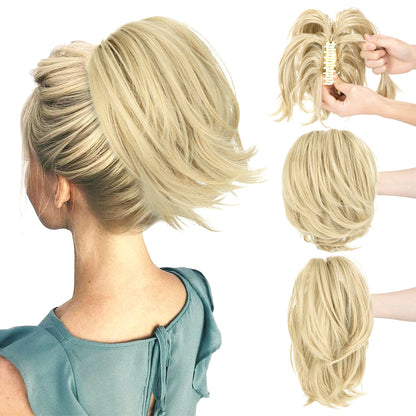 Synthetic Claw Clip In Ponytail Hair Extensions Diy Hairpiece Hair Bun