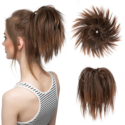 Messy ponytail extends hair without clip