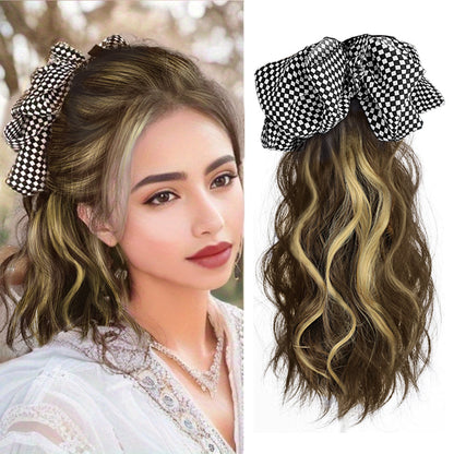 12inch Claw Clip Ponytail Hair Extensions Curly hair Natural bow Tail False Hair