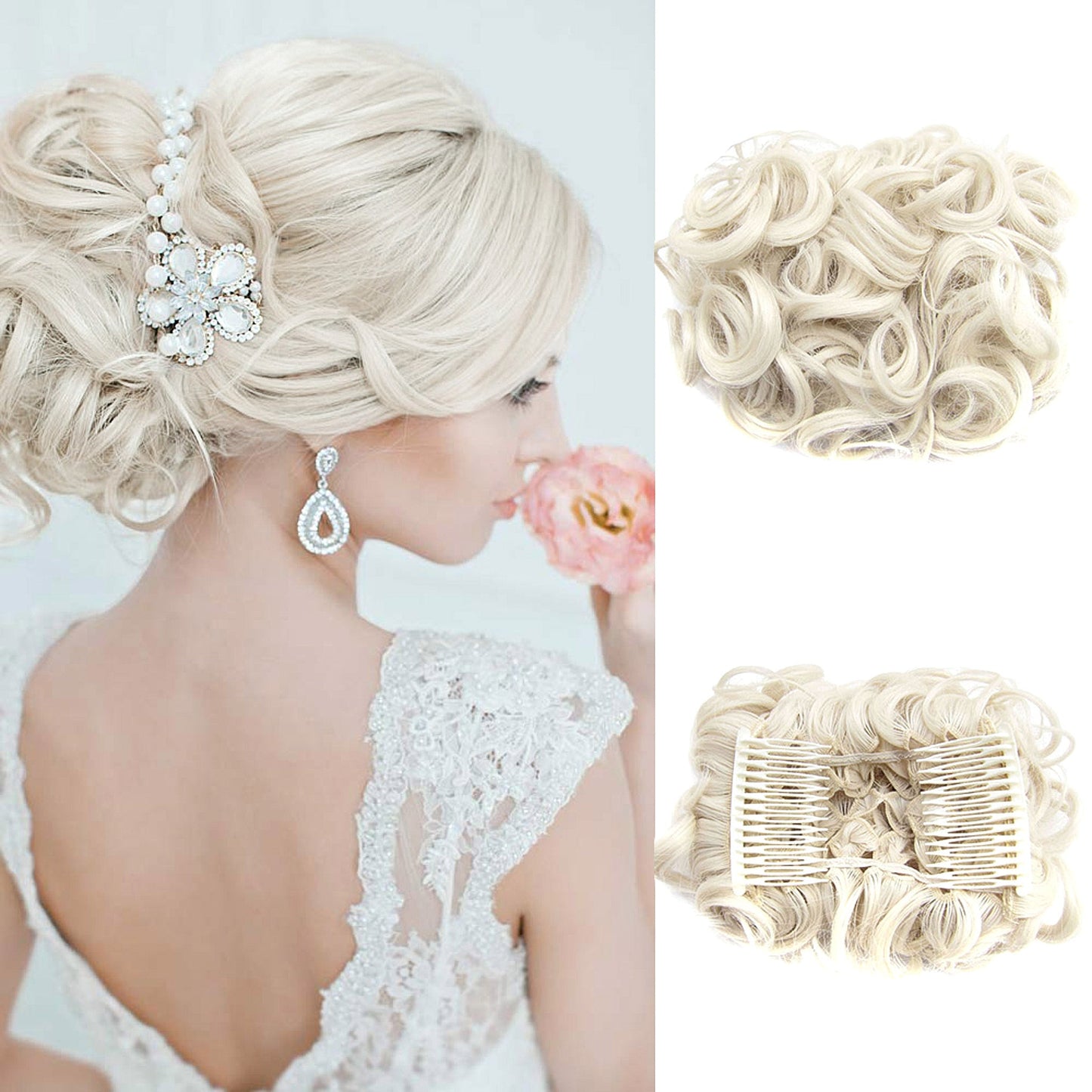 Short Messy Curly Dish Hair Bun Extension