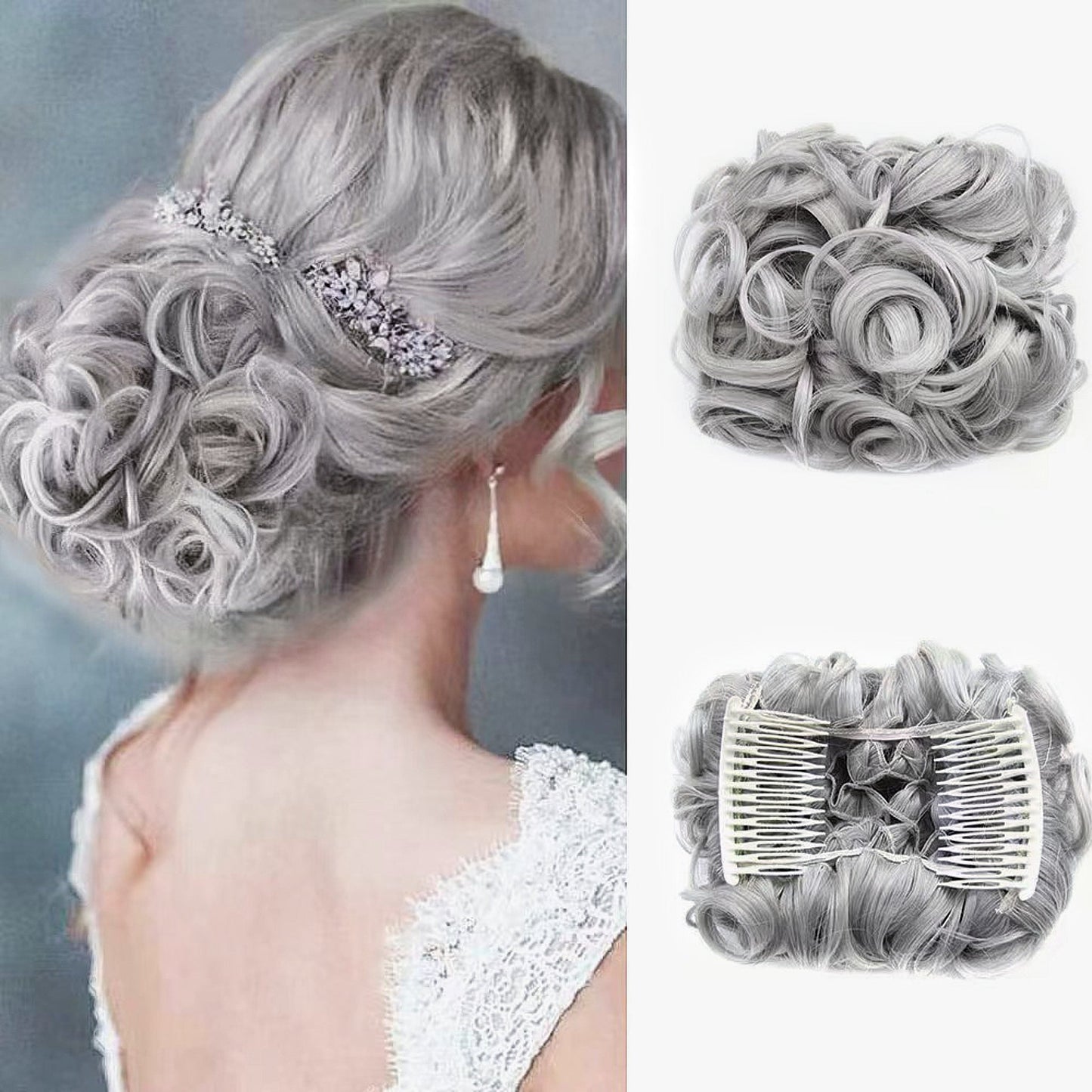 Short Messy Curly Dish Hair Bun Extension