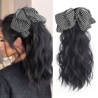 Plaid bow-Black