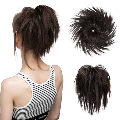 Messy ponytail extends hair without clip