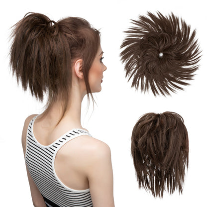 Messy ponytail extends hair without clip