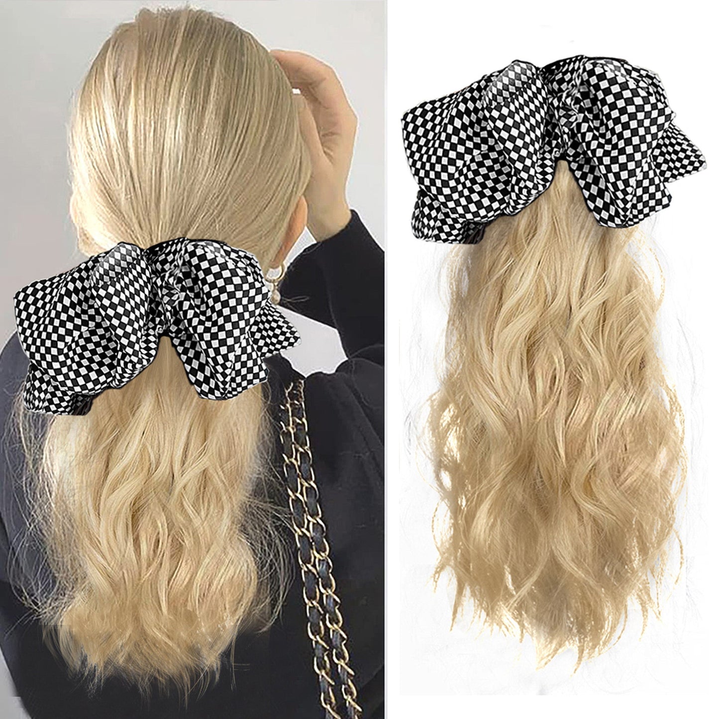 12inch Claw Clip Ponytail Hair Extensions Curly hair Natural bow Tail False Hair