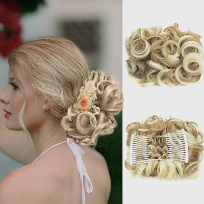 Short Messy Curly Dish Hair Bun Extension