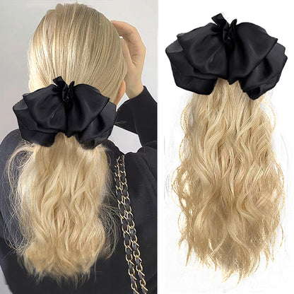 12inch Claw Clip Ponytail Hair Extensions Curly hair Natural bow Tail False Hair