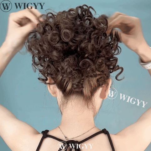 Curly Hair Bun, Elastic Drawstring Loose Wave Messy Hair Bun